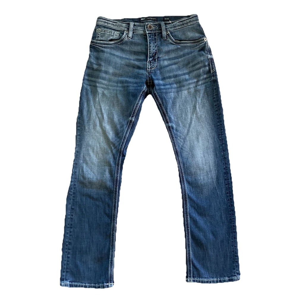 BKE Jake Straight Jeans Mens 30x30 Dark Blue Wash Straight Stretch Faded Western